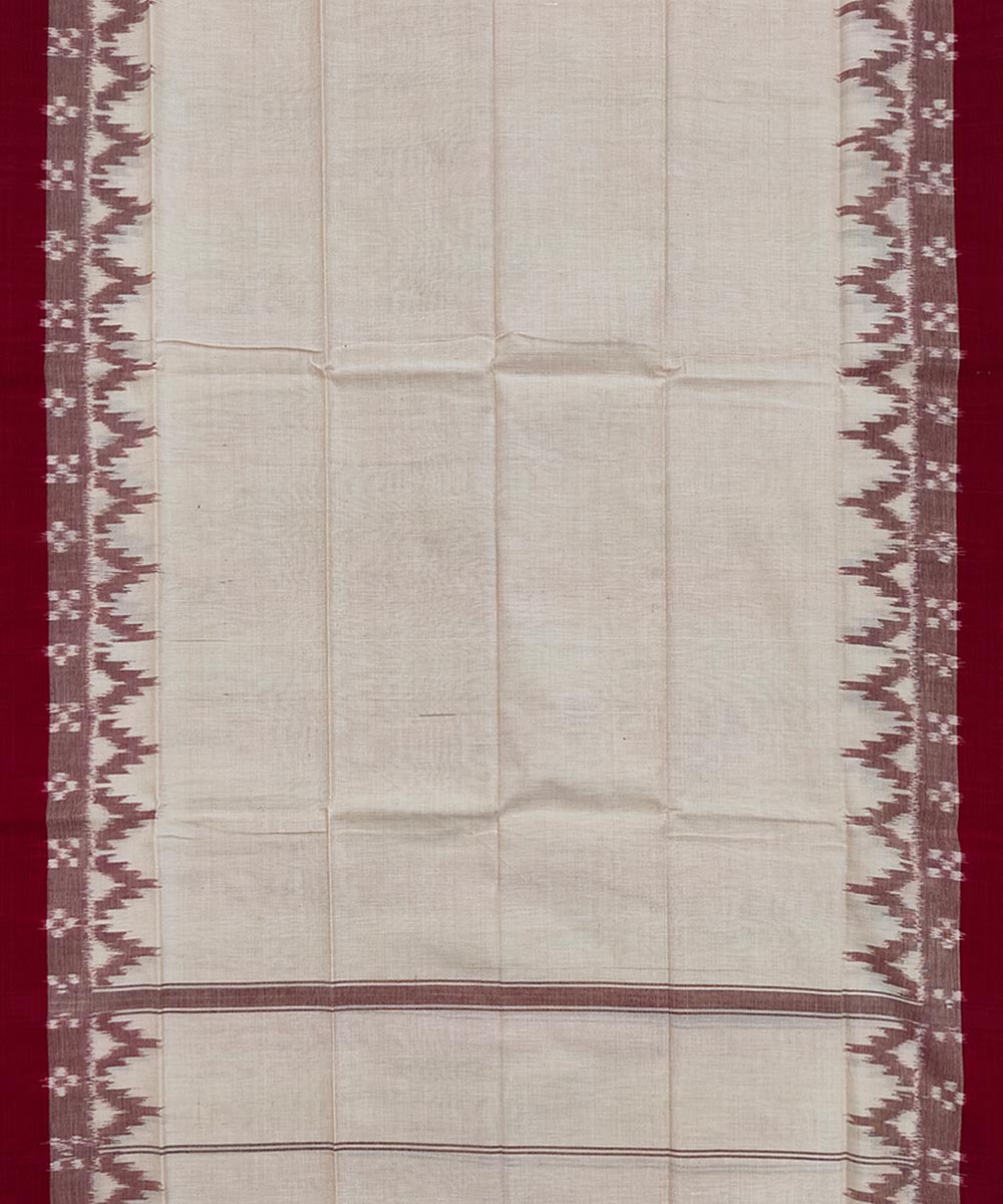 Beige red handwoven cotton sambalpuri towel gamcha