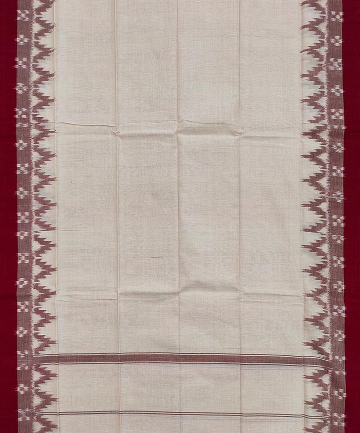 Beige red handwoven cotton sambalpuri towel gamcha