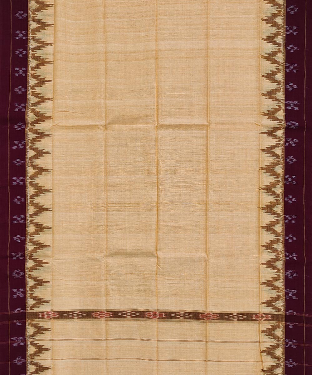 Yellow maroon handwoven cotton sambalpuri towel gamcha