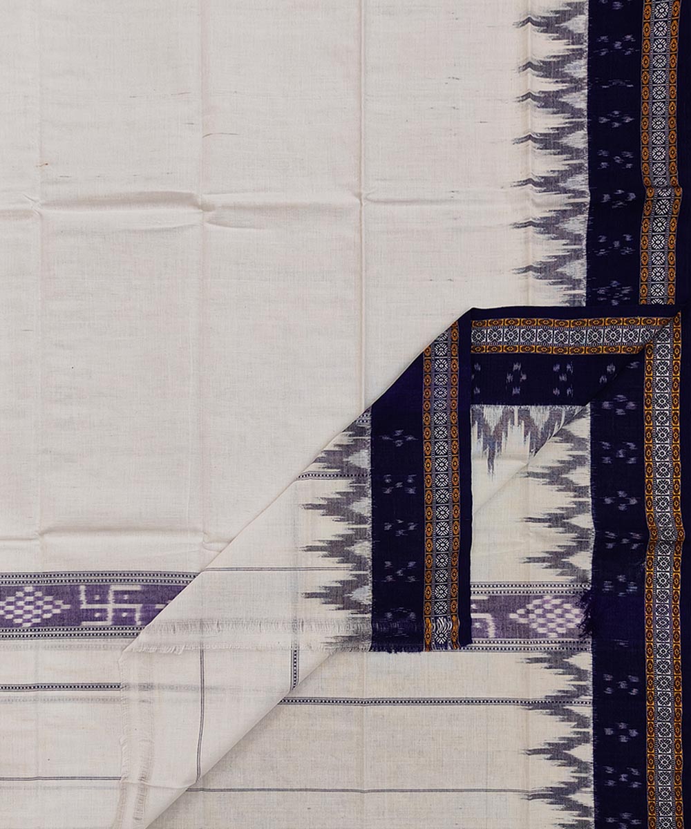 White blue handwoven cotton sambalpuri towel gamcha