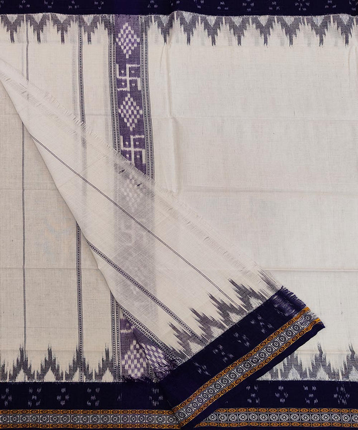 White blue handwoven cotton sambalpuri towel gamcha