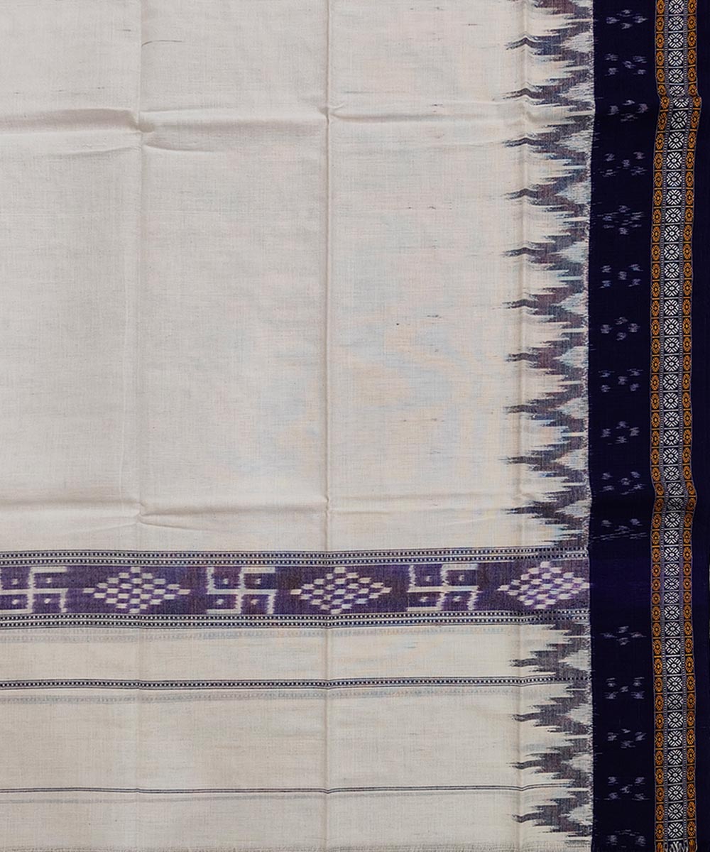 White blue handwoven cotton sambalpuri towel gamcha