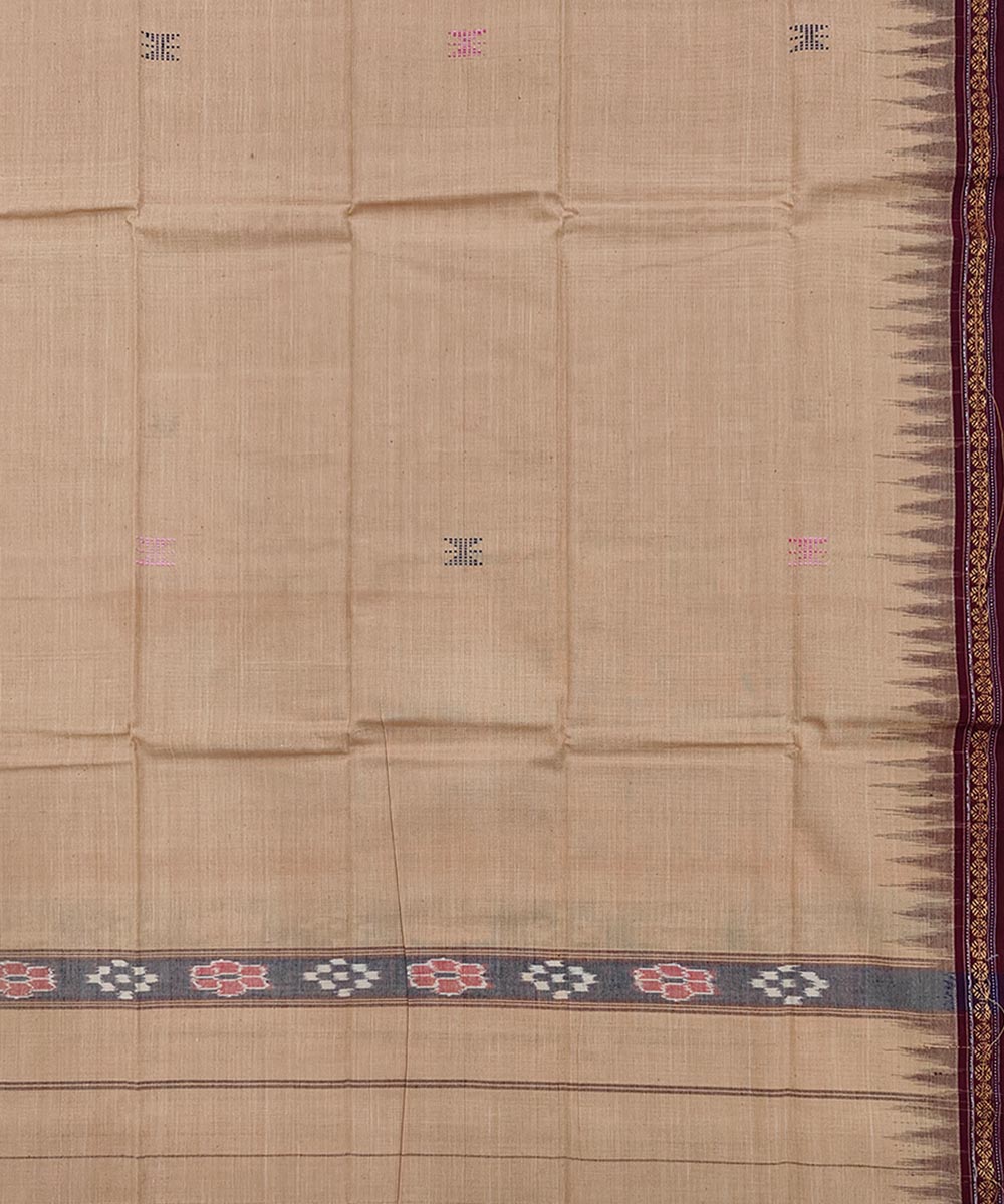 Beige handwoven cotton sambalpuri towel gamcha