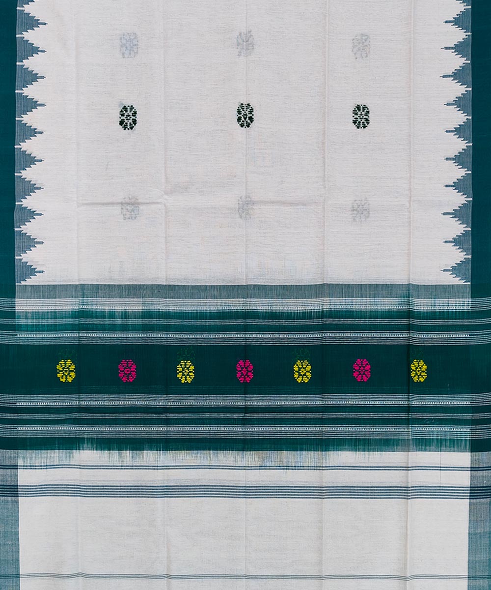 White green handwoven cotton sambalpuri towel gamcha