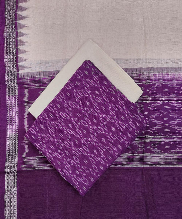 3pcs purple beige handwoven cotton sambalpuri dress material