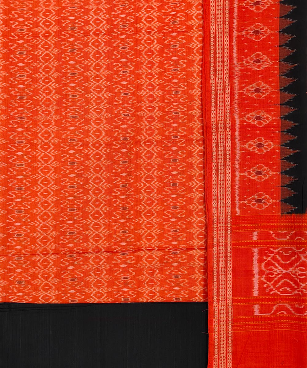 3pcs orange black handwoven cotton sambalpuri dress material