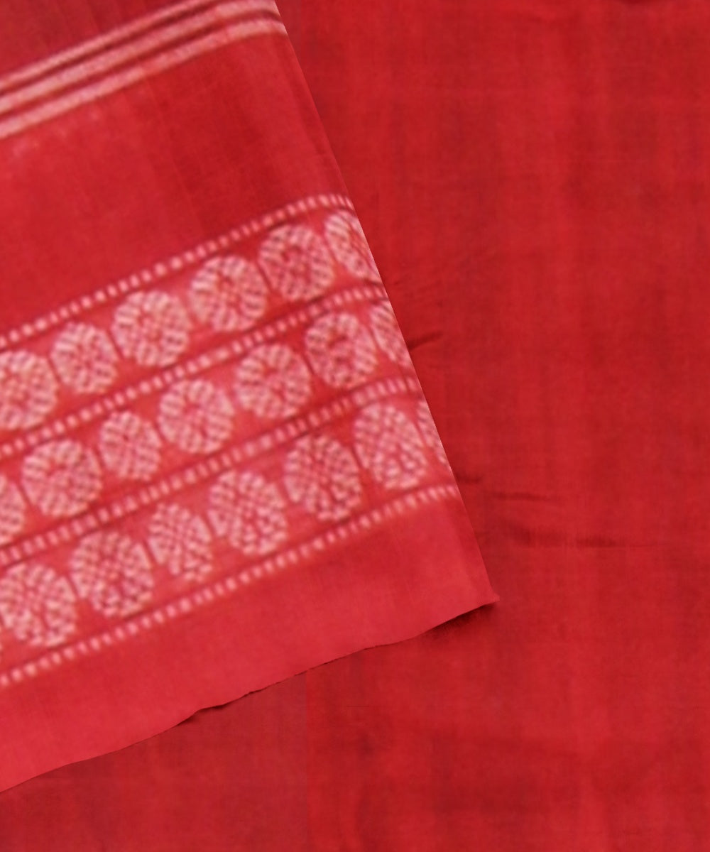 Dark green red cotton handloom sambalpuri saree