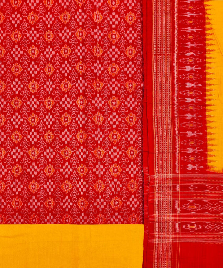 3pcs red yellow handwoven sambalpuri cotton dress material