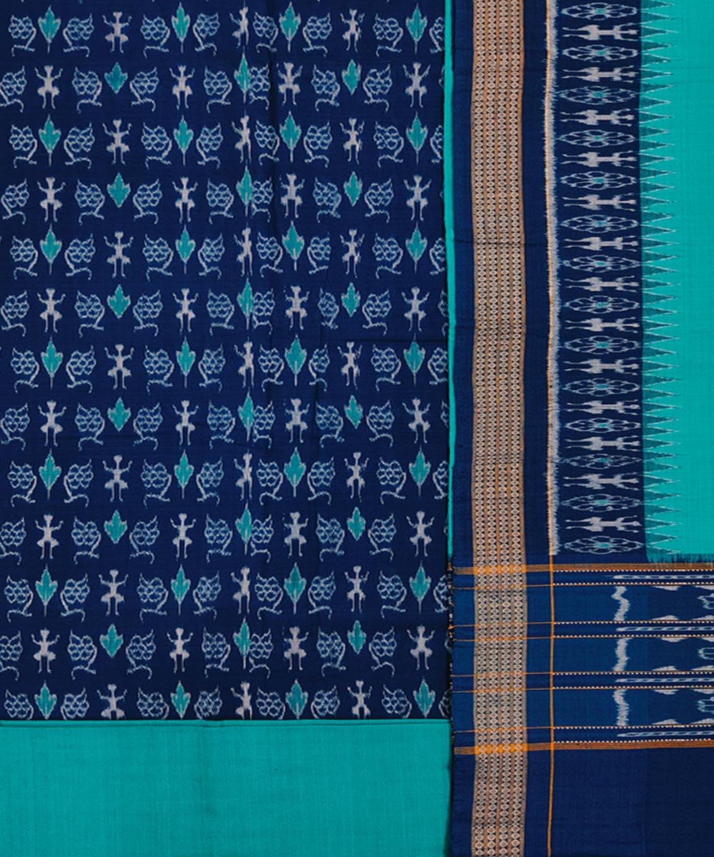 3pcs navy blue rama green handwoven cotton sambalpuri dress material GoSwadeshi 3pcs navy blue rama green handwoven cotton sambalpuri dress material GoSwadeshi