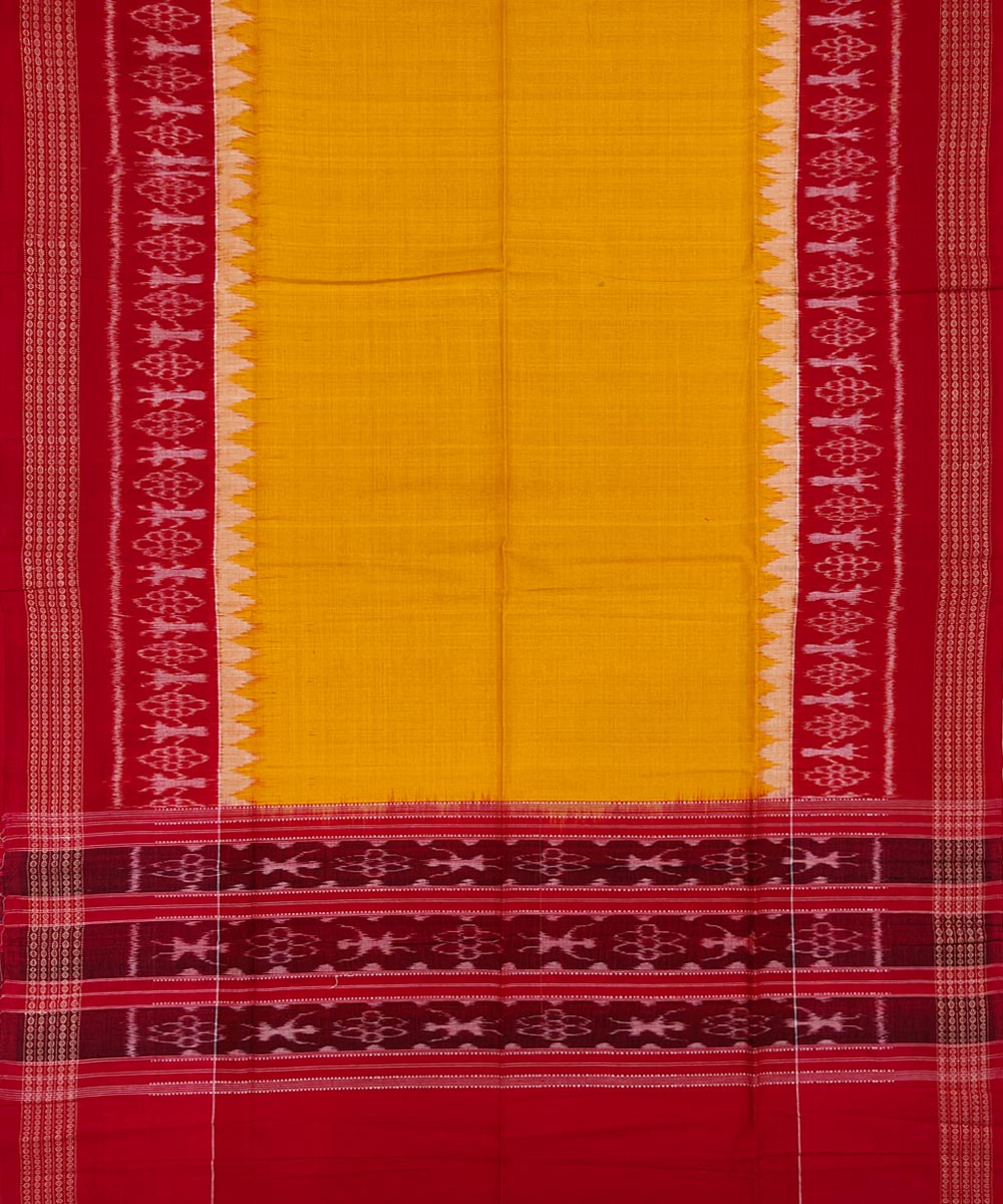 3pcs red yellow handwoven cotton sambalpuri dress material