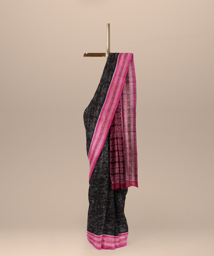 Black pink cotton handloom sambalpuri saree