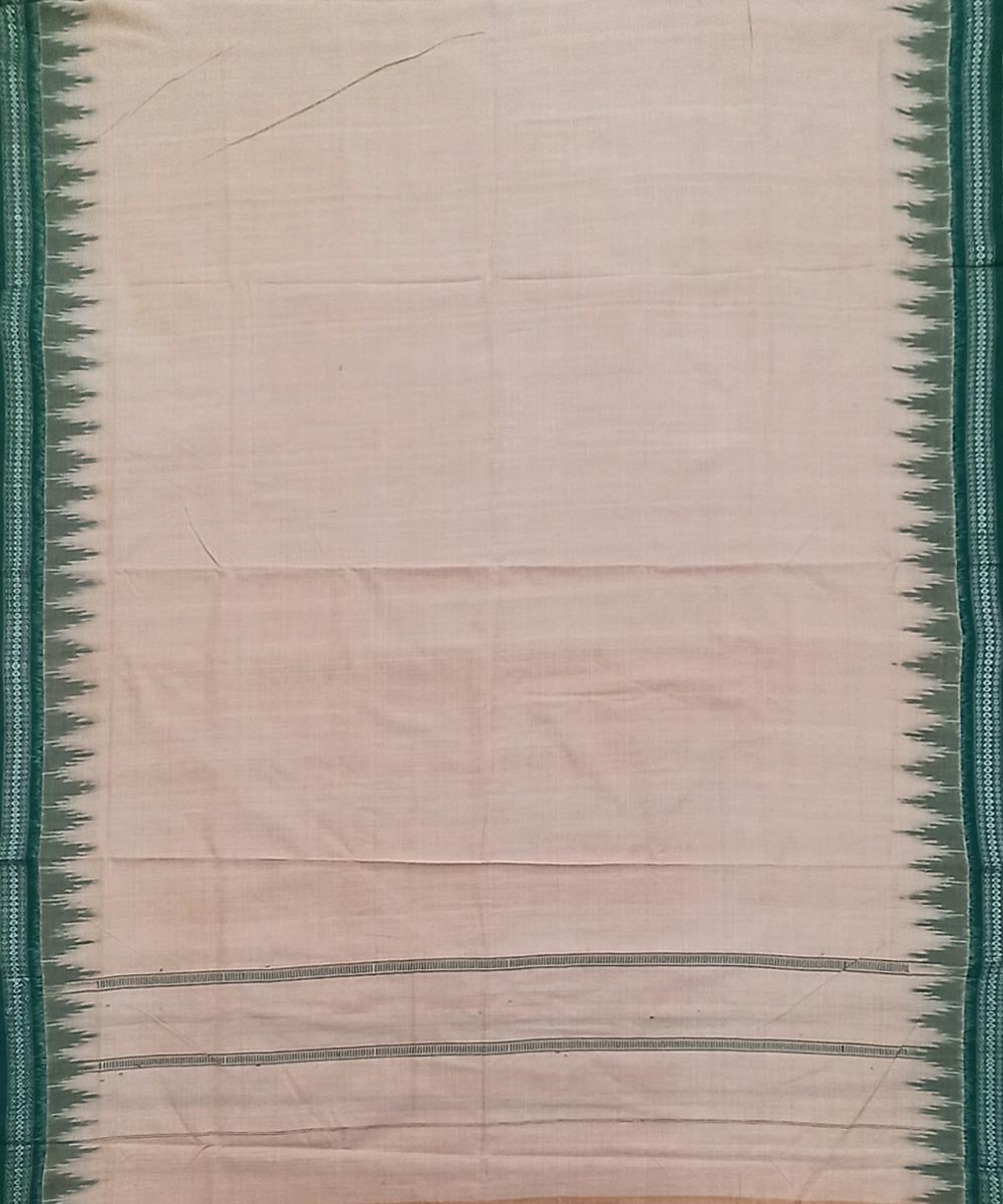 Beige green handwoven cotton sambalpuri dhoti