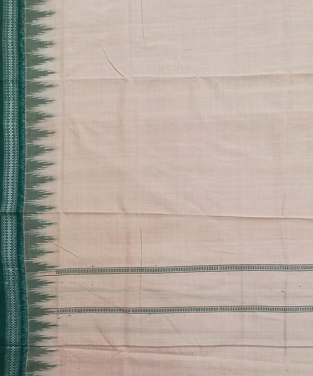 Beige green handwoven cotton sambalpuri dhoti