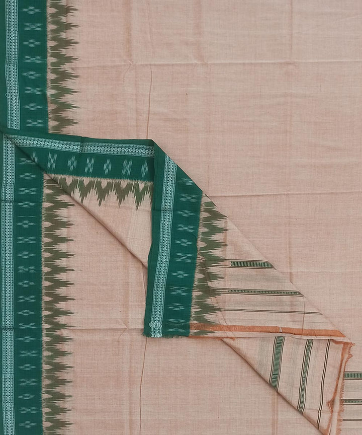 Beige green handwoven sambalpuri cotton dhoti