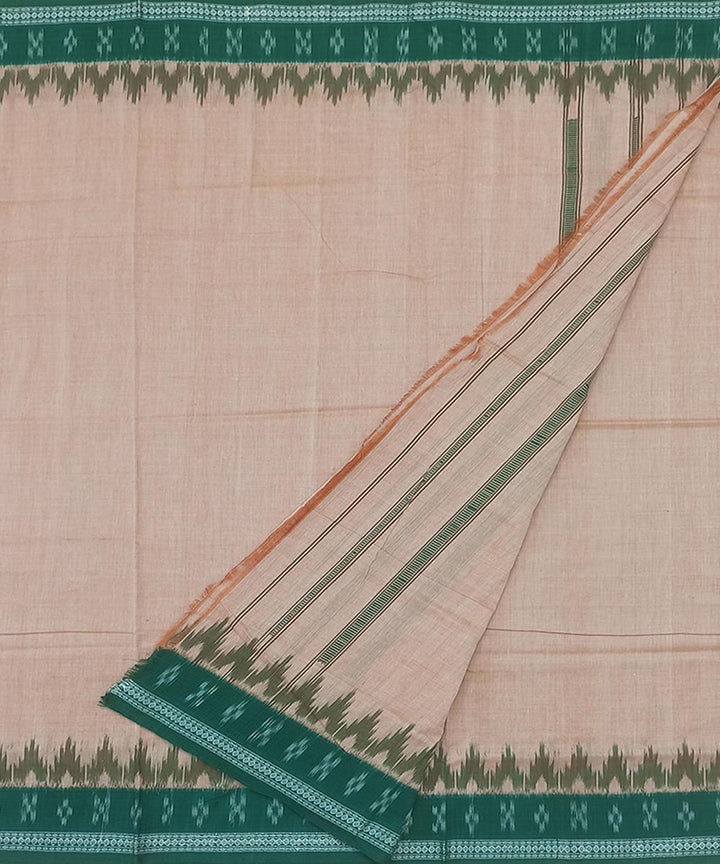 Beige green handwoven sambalpuri cotton dhoti