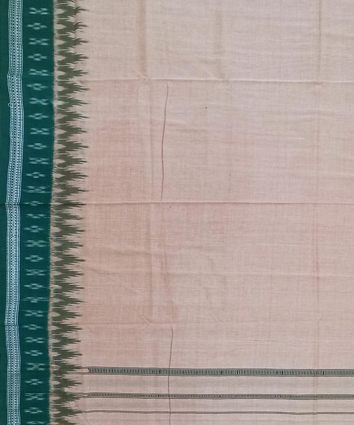 Beige green handwoven sambalpuri cotton dhoti