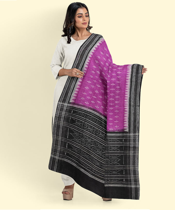 Purple black handwoven sambalpuri cotton dupatta