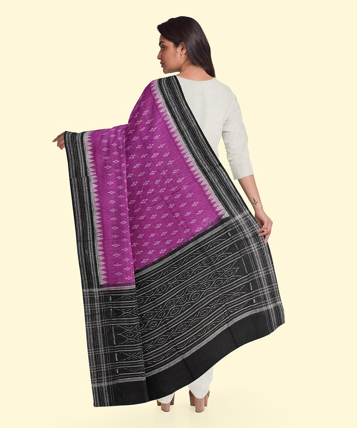 Purple black handwoven sambalpuri cotton dupatta