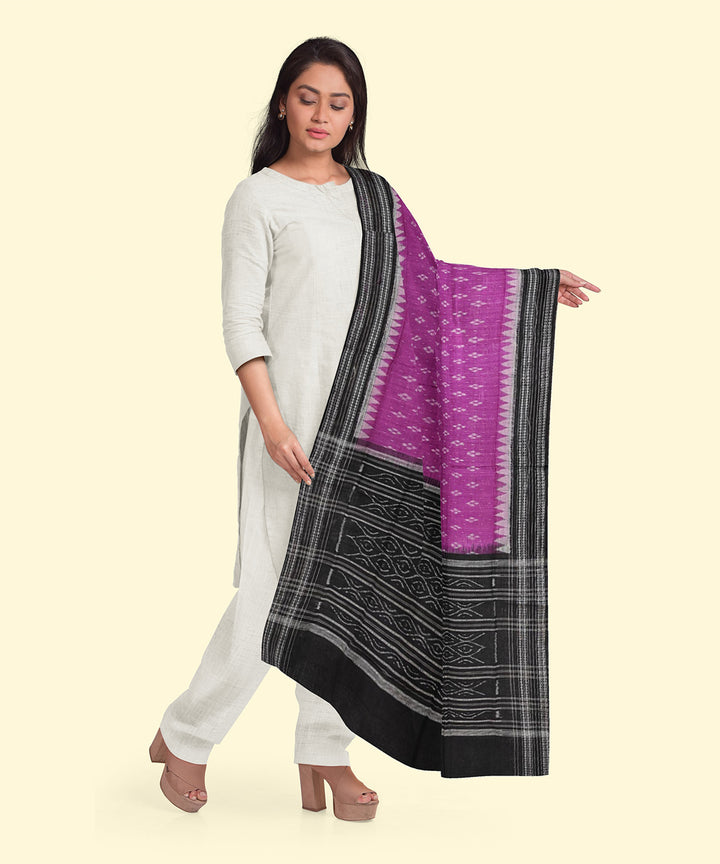 Purple black handwoven sambalpuri cotton dupatta