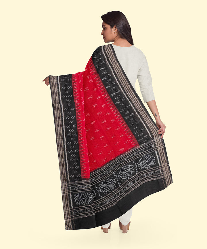 Red black handloom cotton sambalpuri dupatta