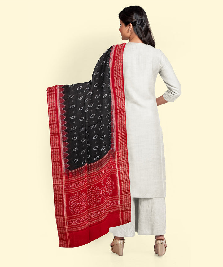 Black red handwoven sambalpuri cotton dupatta