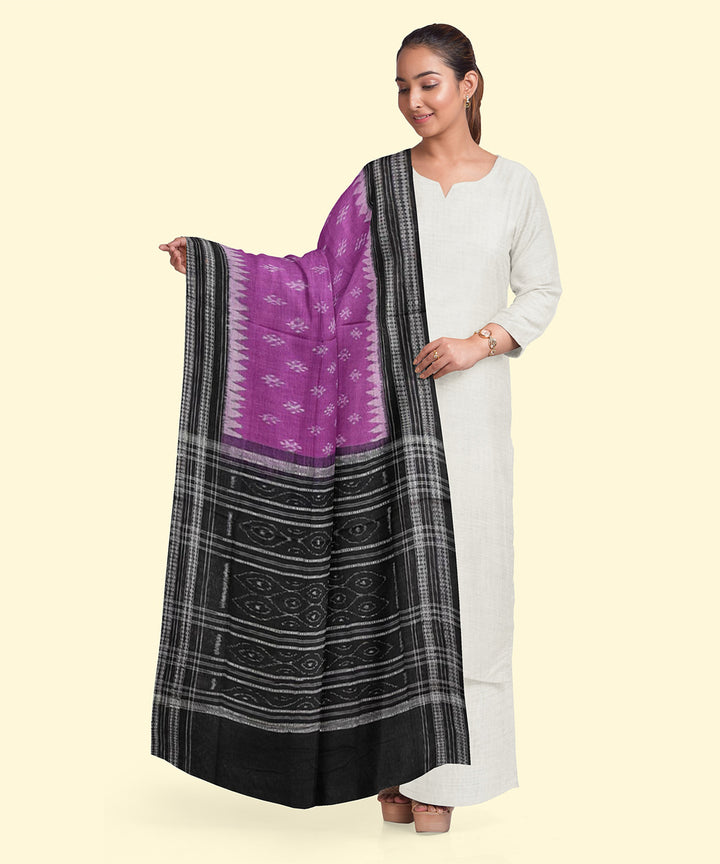 Purple black handloom cotton sambalpuri dupatta