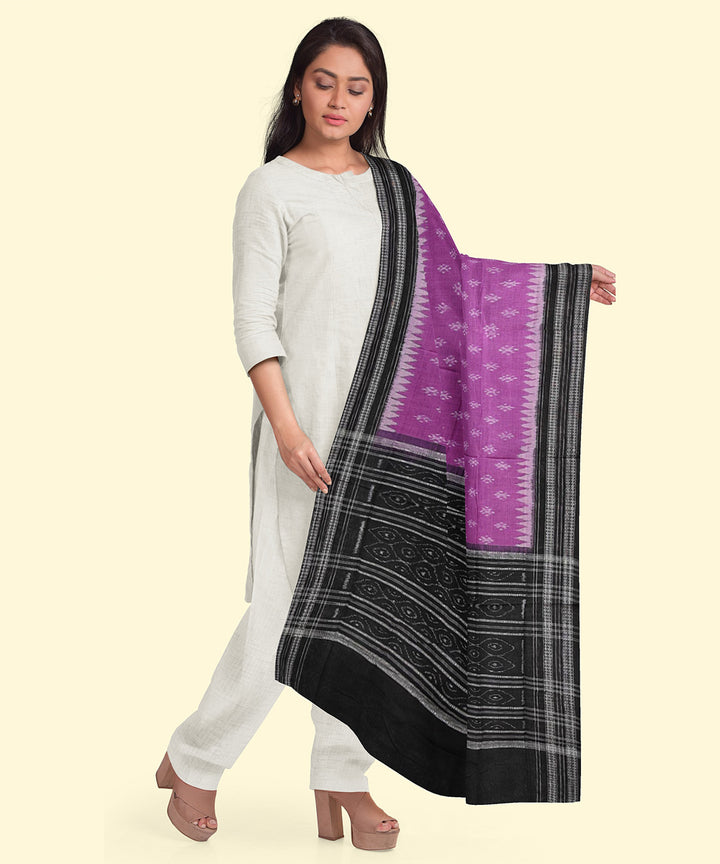 Purple black handloom cotton sambalpuri dupatta