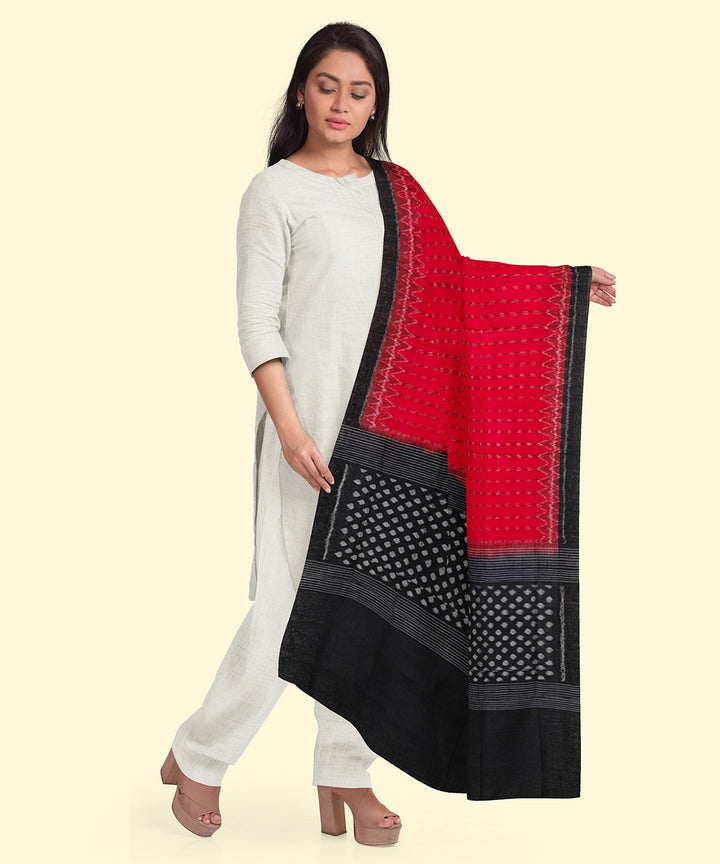 Red black handloom sambalpuri cotton dupatta