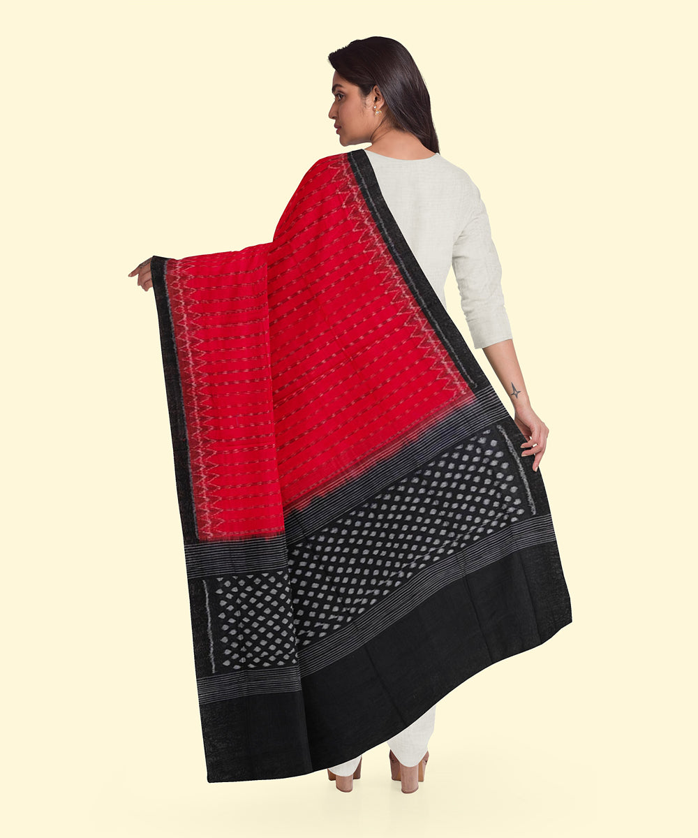 Red black handloom sambalpuri cotton dupatta