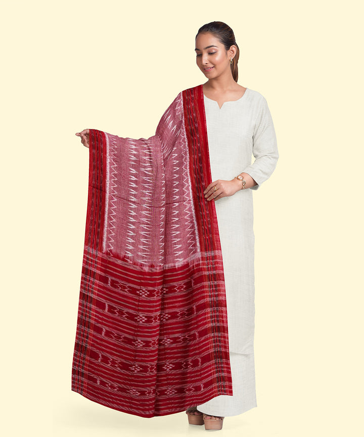 Pink maroon handwoven cotton sambalpuri dupatta