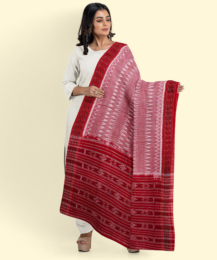 Pink maroon handwoven cotton sambalpuri dupatta