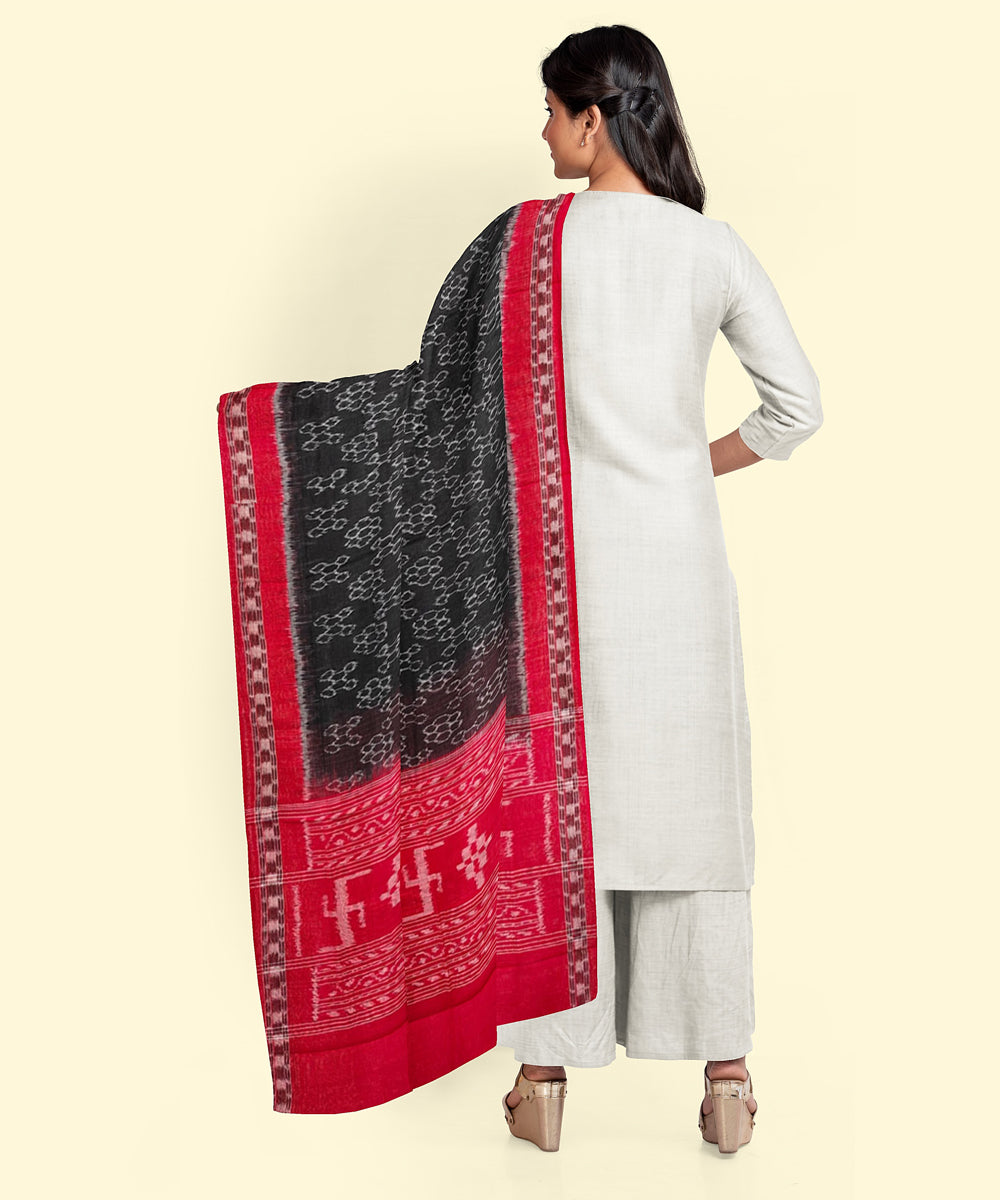 Black red cotton sambalpuri handwoven dupatta