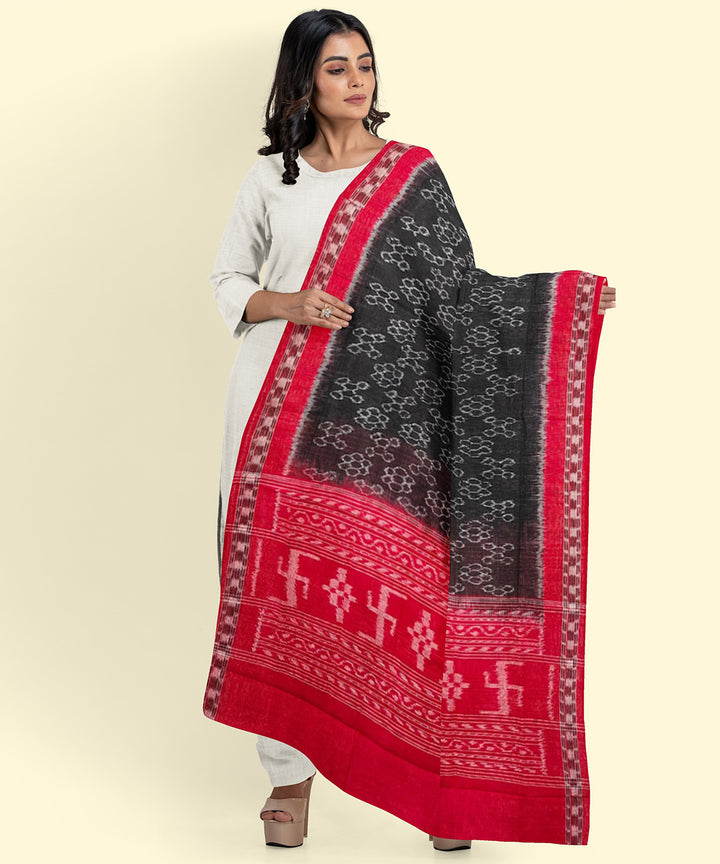 Black red cotton sambalpuri handwoven dupatta