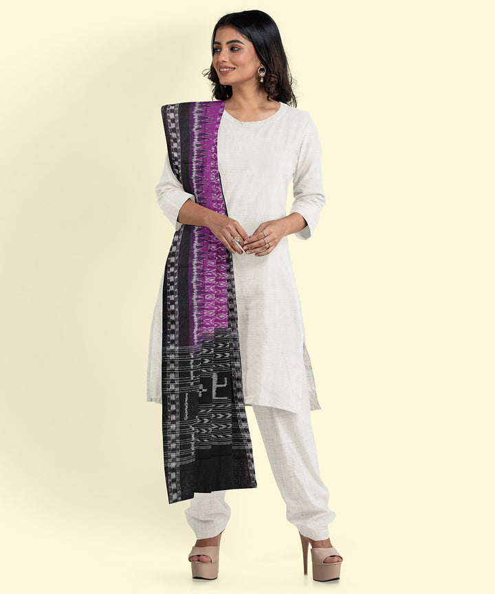 Purple black handwoven cotton sambalpuri dupatta