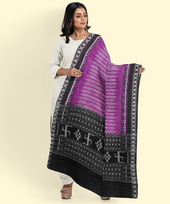 Purple black handwoven cotton sambalpuri dupatta