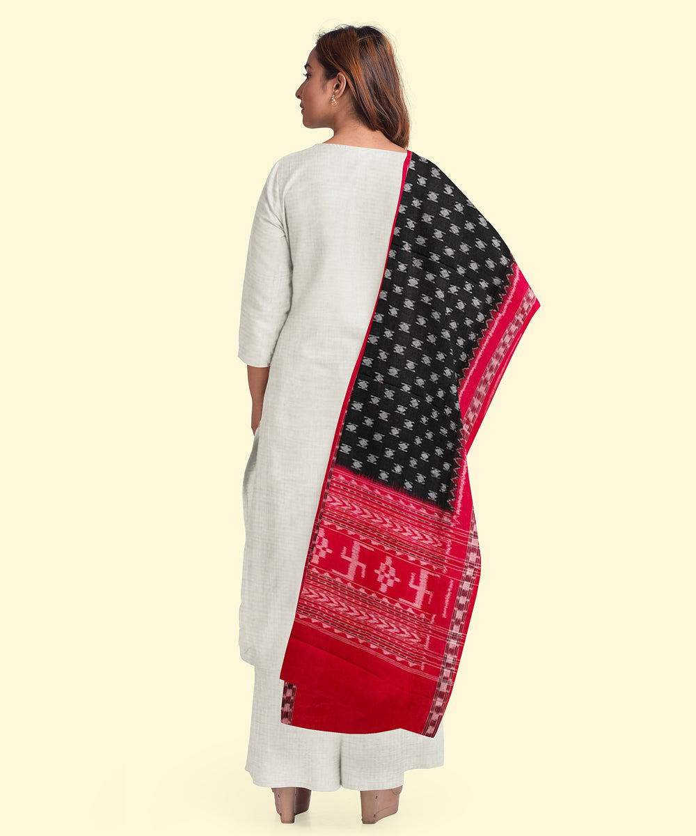 Black red handloom cotton sambalpuri dupatta