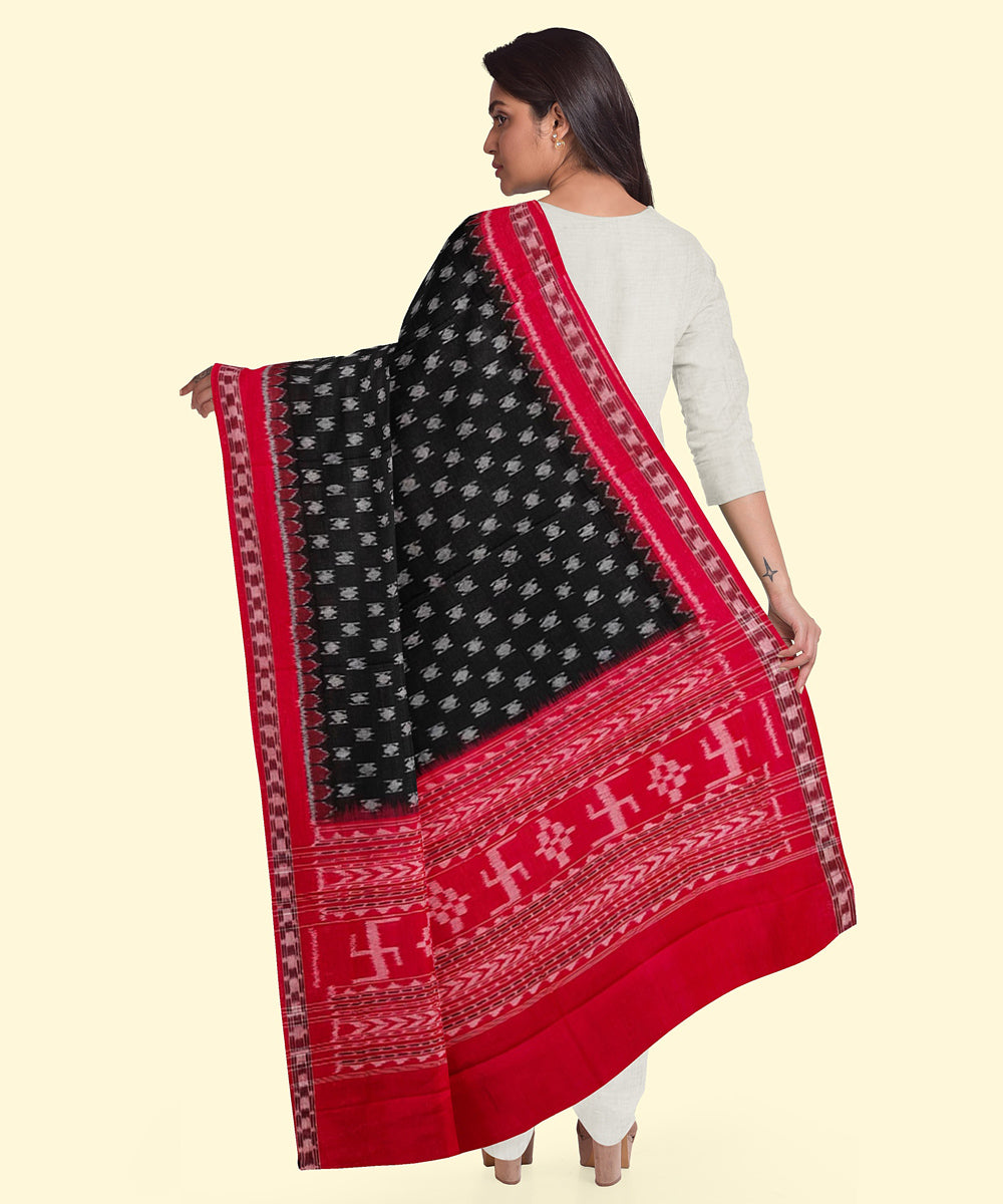 Black red handloom cotton sambalpuri dupatta