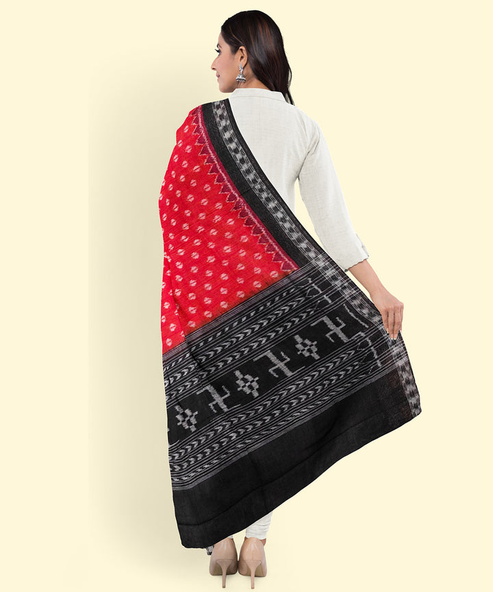 Rust black handwoven cotton sambalpuri dupatta