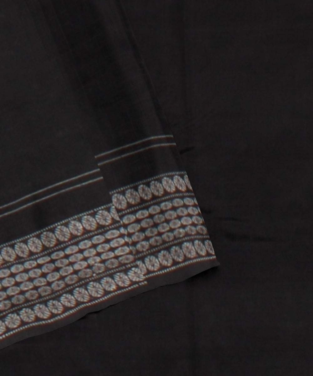 Black teal blue cotton handloom sambalpuri saree