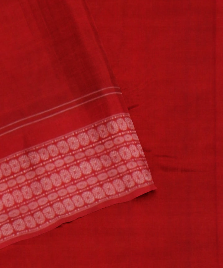 Navy blue red cotton sambalpuri handwoven saree