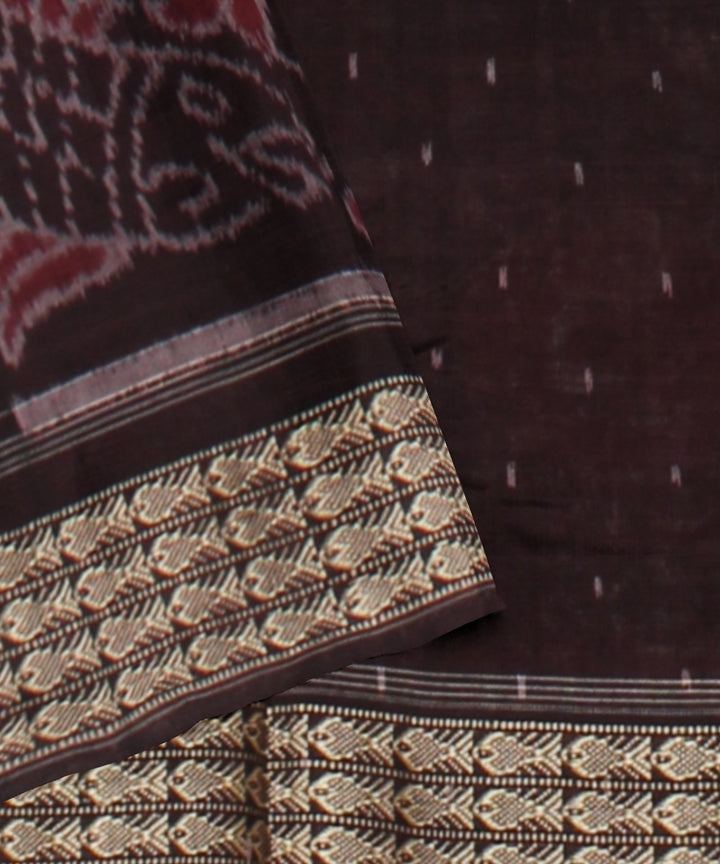 Grey coffee brown cotton handloom sambalpuri saree