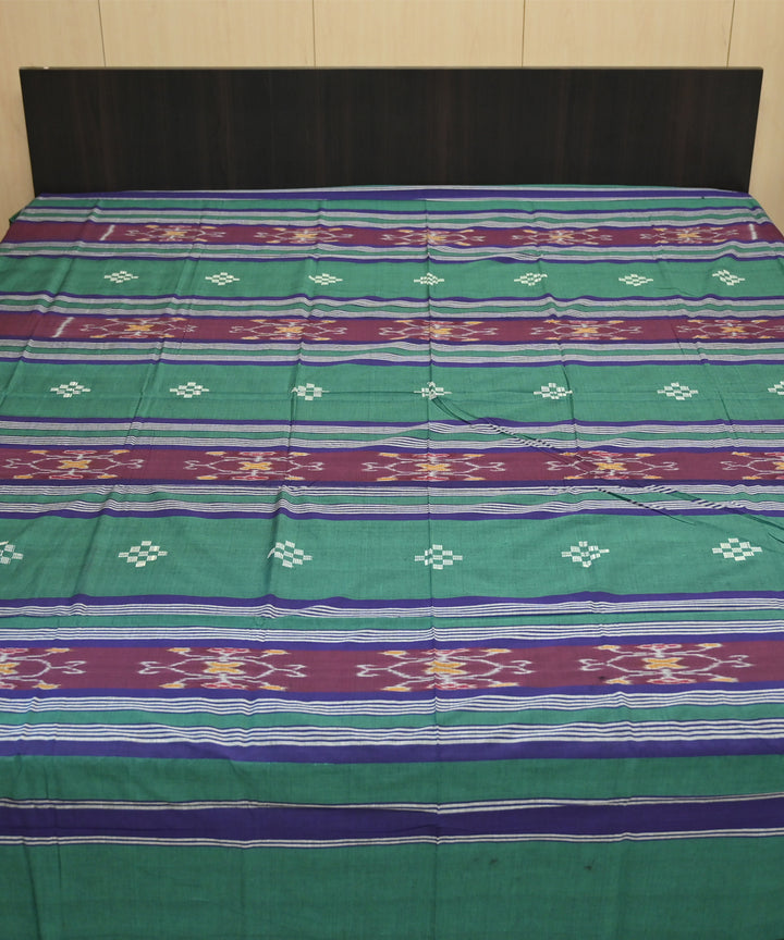Dark green dark magenta handmade sambalpuri cotton bedsheet