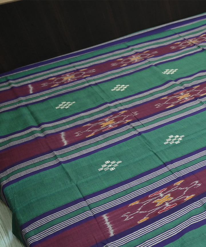 Dark green dark magenta handmade sambalpuri cotton bedsheet