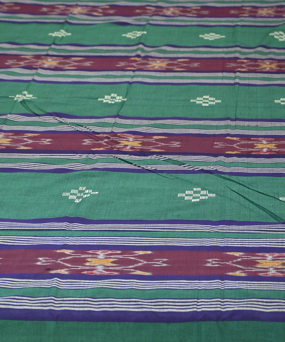 Dark green dark magenta handmade sambalpuri cotton bedsheet