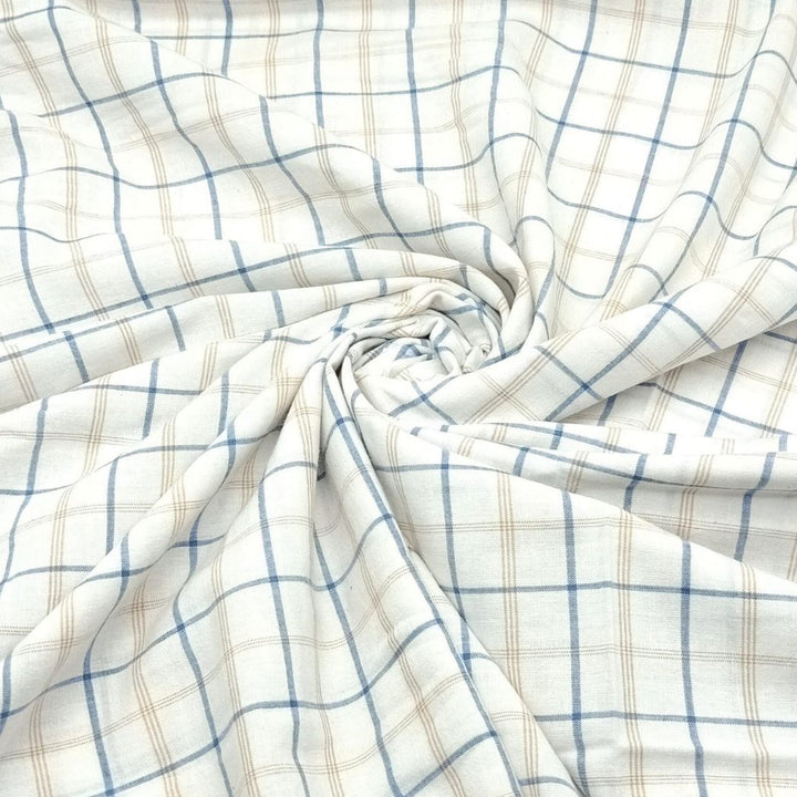 White multicolour check handwoven cotton fabric