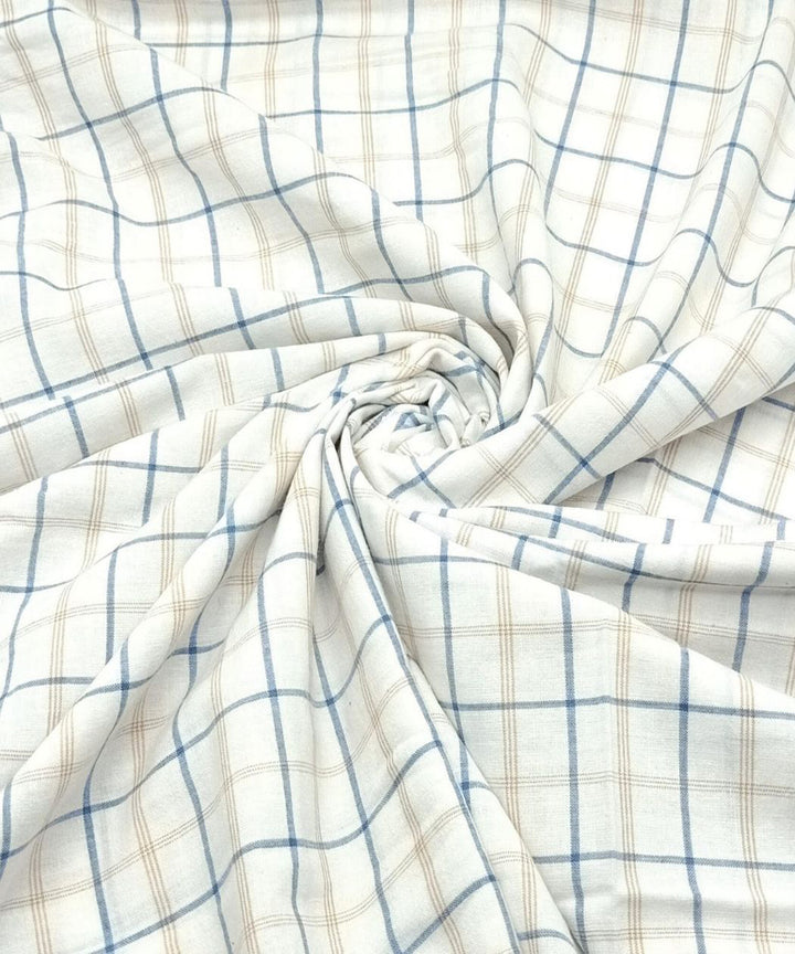 White multicolour check handwoven cotton fabric