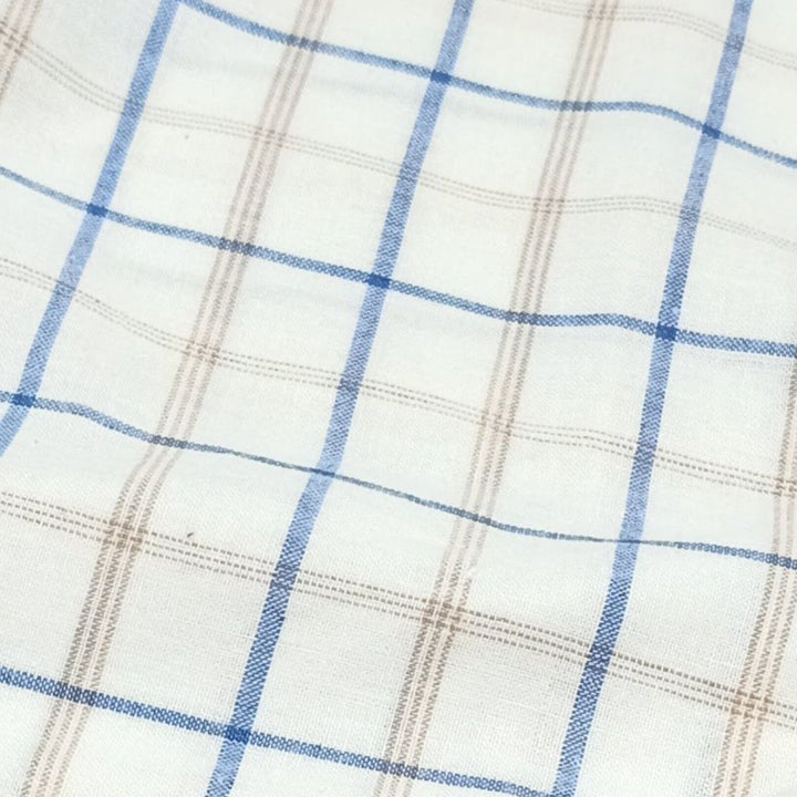 White multicolour check handwoven cotton fabric