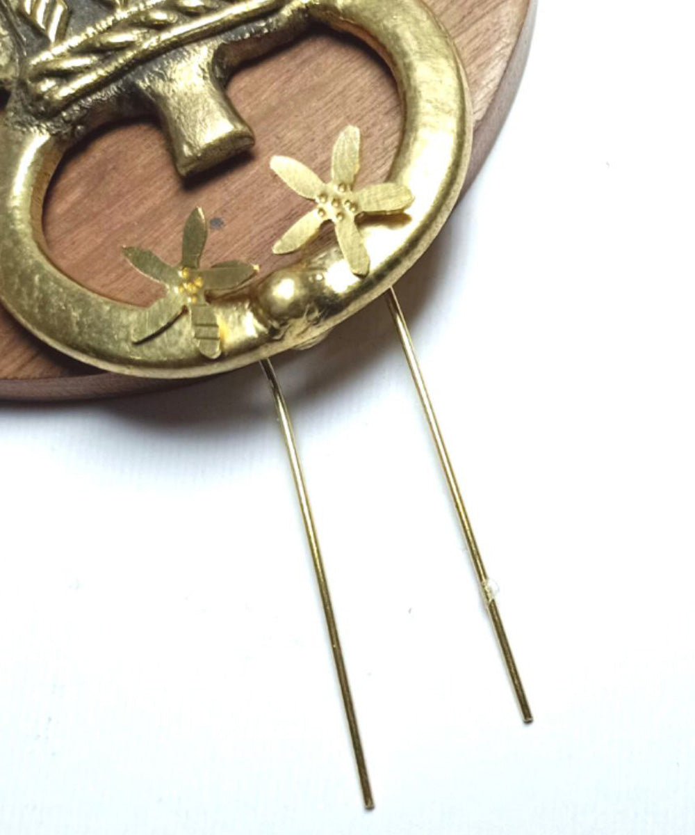 Golden handcrafted dhokra brass earring