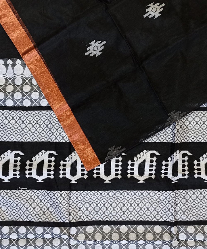 Black copper cotton handloom bengal saree