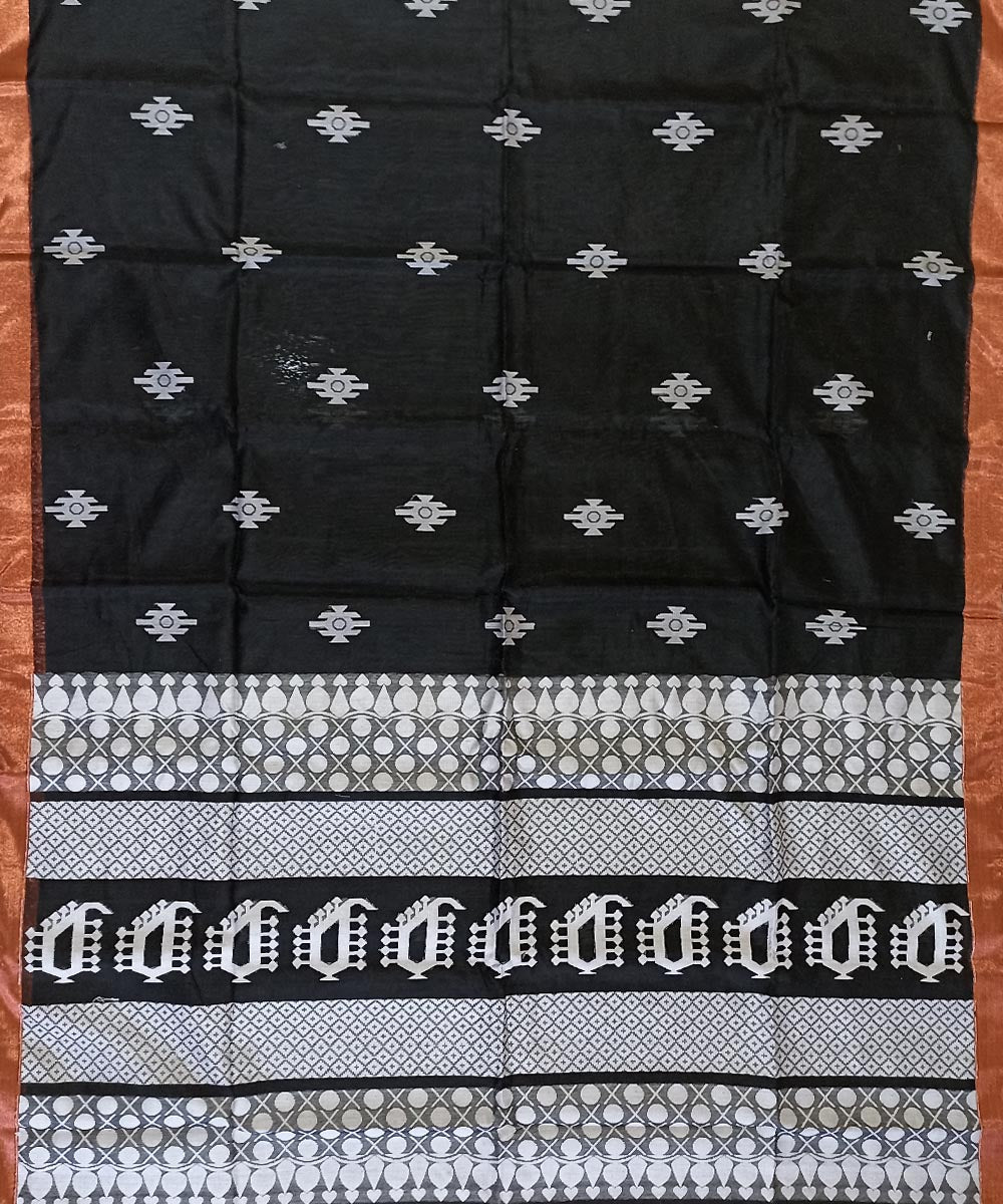 Black copper cotton handloom bengal saree